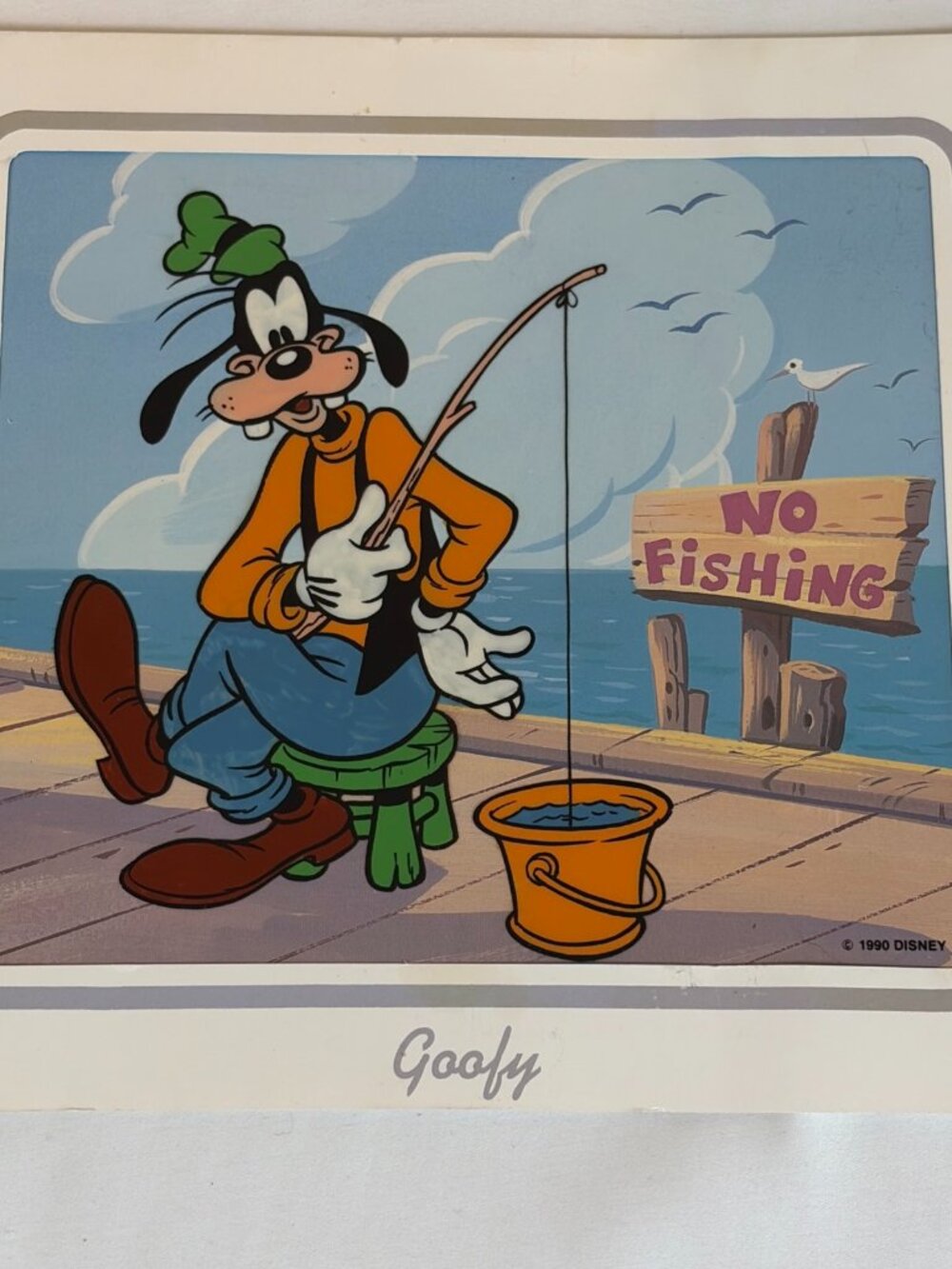 Disney 1990 Goofy Sericel No Fishing Animation Cel